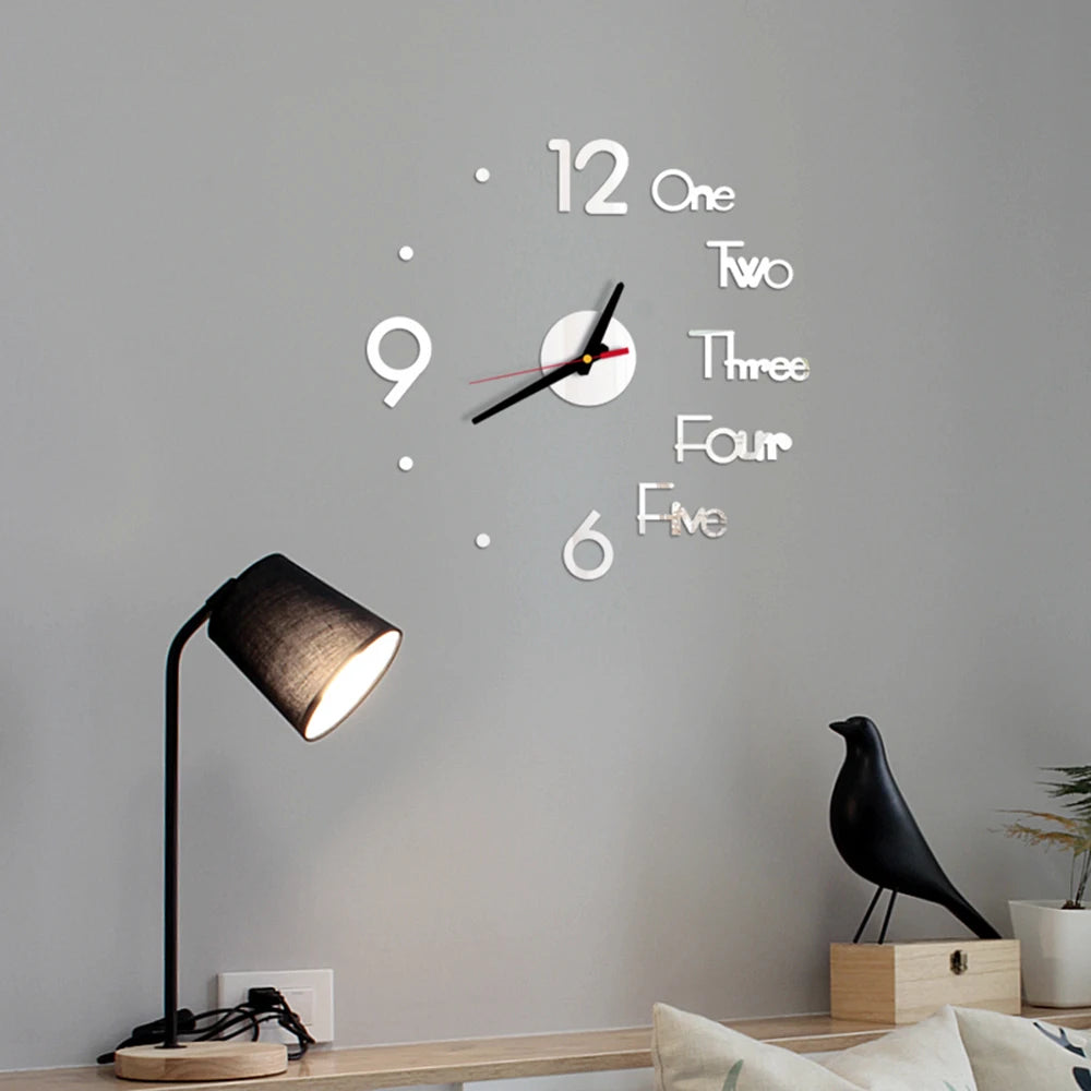 Fashion DIY Luminous Wall Clock For Living Room Design Europe Clock Stickers Acrylic Mirror Clocks Decorative Home Quartz Watch