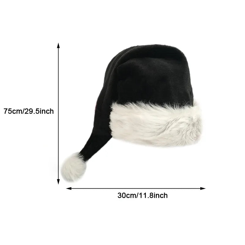 Christmas Plush Santa Claus Hat Winter Thicken Warm Decorative Hat Happy New Year Merry Christmas Party Cap Black Red