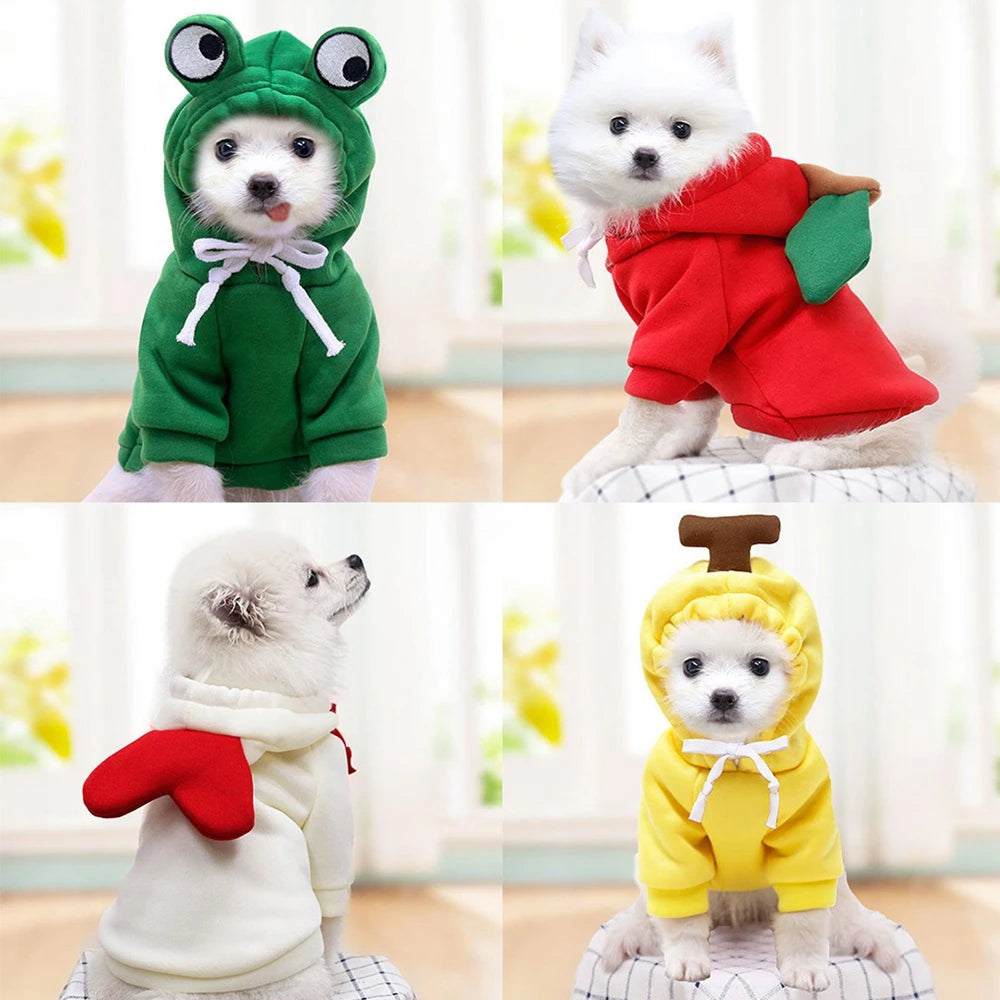 Fall Dog Hoodies Clothes Cute Plush Coat Hoodies Pet Costume Jacket For Puppy Cat French Bulldog Chihuahua Small Dog Clothing