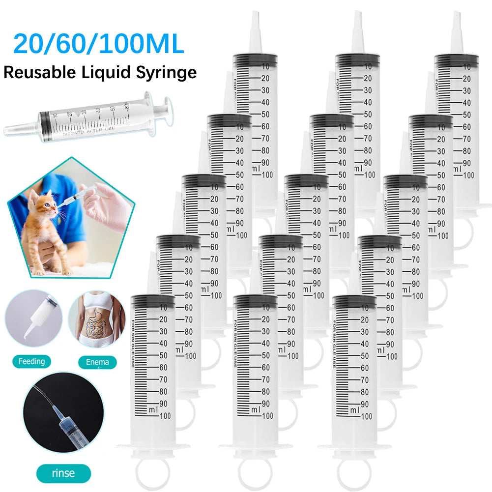 20/60/100ml Plastic Bulk Needle-Free Disposable Syringes Syringes Without Needle Syringe Glue Pet Feeding Needle Kitchen Tools