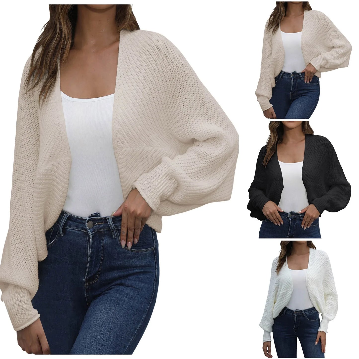 Women Long Sleeve Knit Cardigan Autumn Winter Fashion Open Front Cardigans Casual Lightweight Soft Sweater Elegant Female Tops