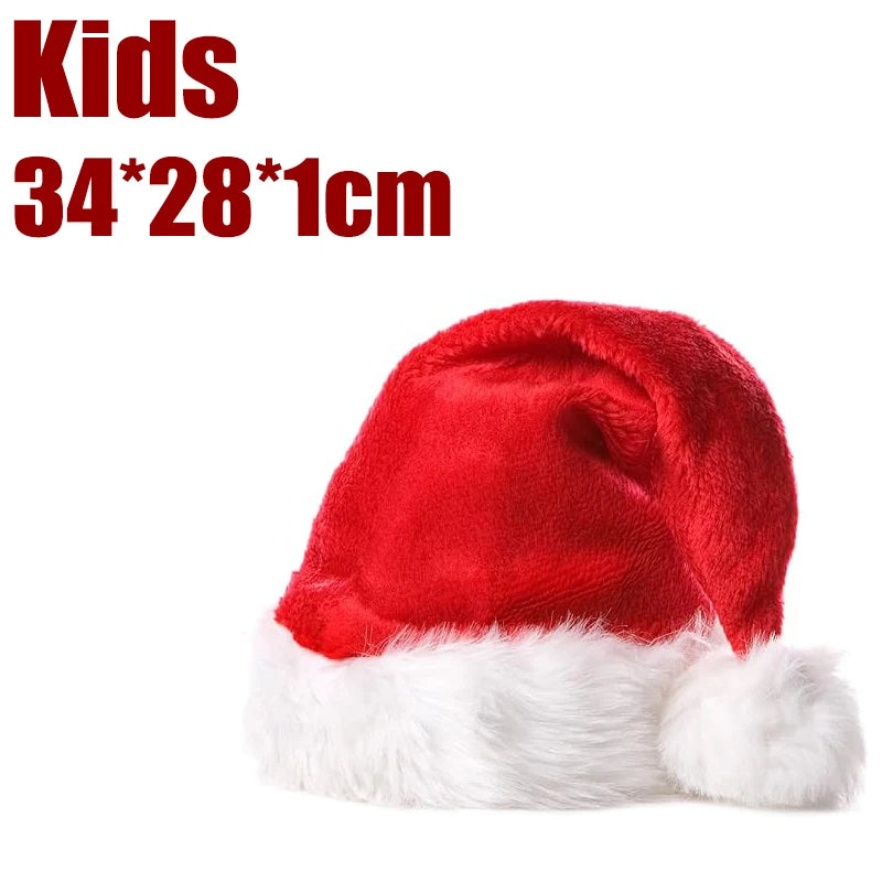 Comfortable Plush Christmas Hat Adult Children Soft Warm Caps Elastic Cap Circumference Santa Claus Hats Festival Dress Up Props