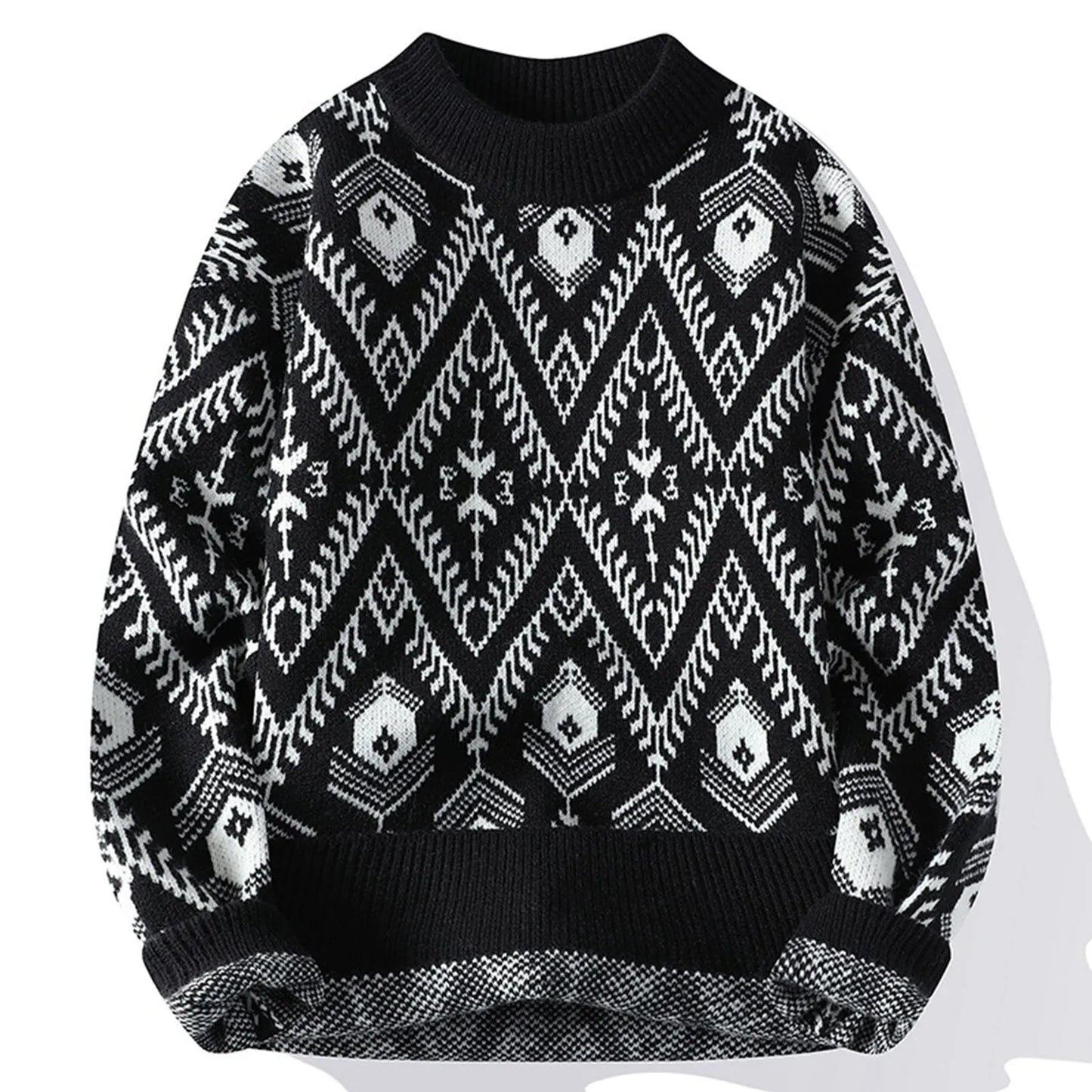 Autumn And Winter Men&Women Casual Christmas Sweater Basic Geometric Prints Pullover Kniited Sweater Soft Comfortable Sweaters