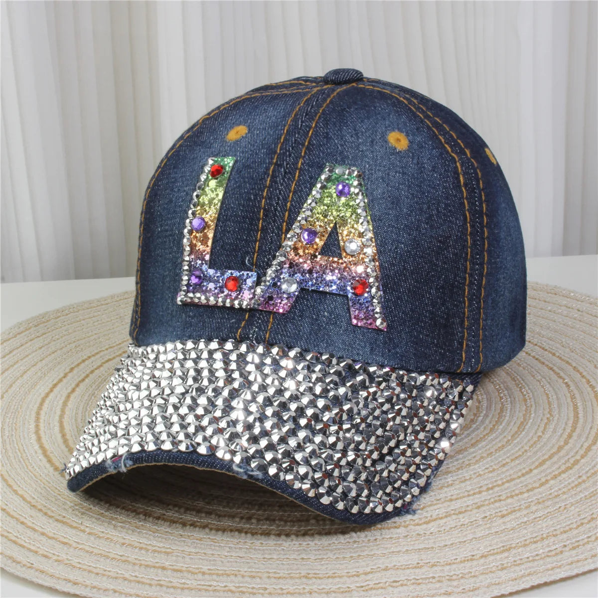 Women's Baseball Cap Diamond Painting Embroidery Flower Denim Snapback Hats Jeans Woman Female Cap Cowboy Summer Sun Hat