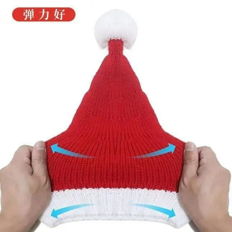 New Christmas hat parent-child knitted hat for adults and children holiday party dress-up hat red woolen hat