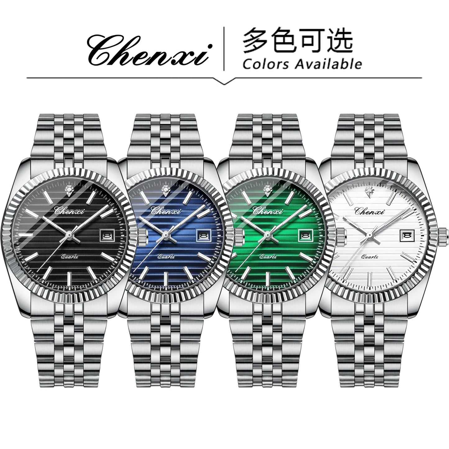 Chenxi 004D Luxury Stainless Steel Watch For Man Waterproof Luminous Date Men Watch Casual Quartz Men's Watches Male Clock