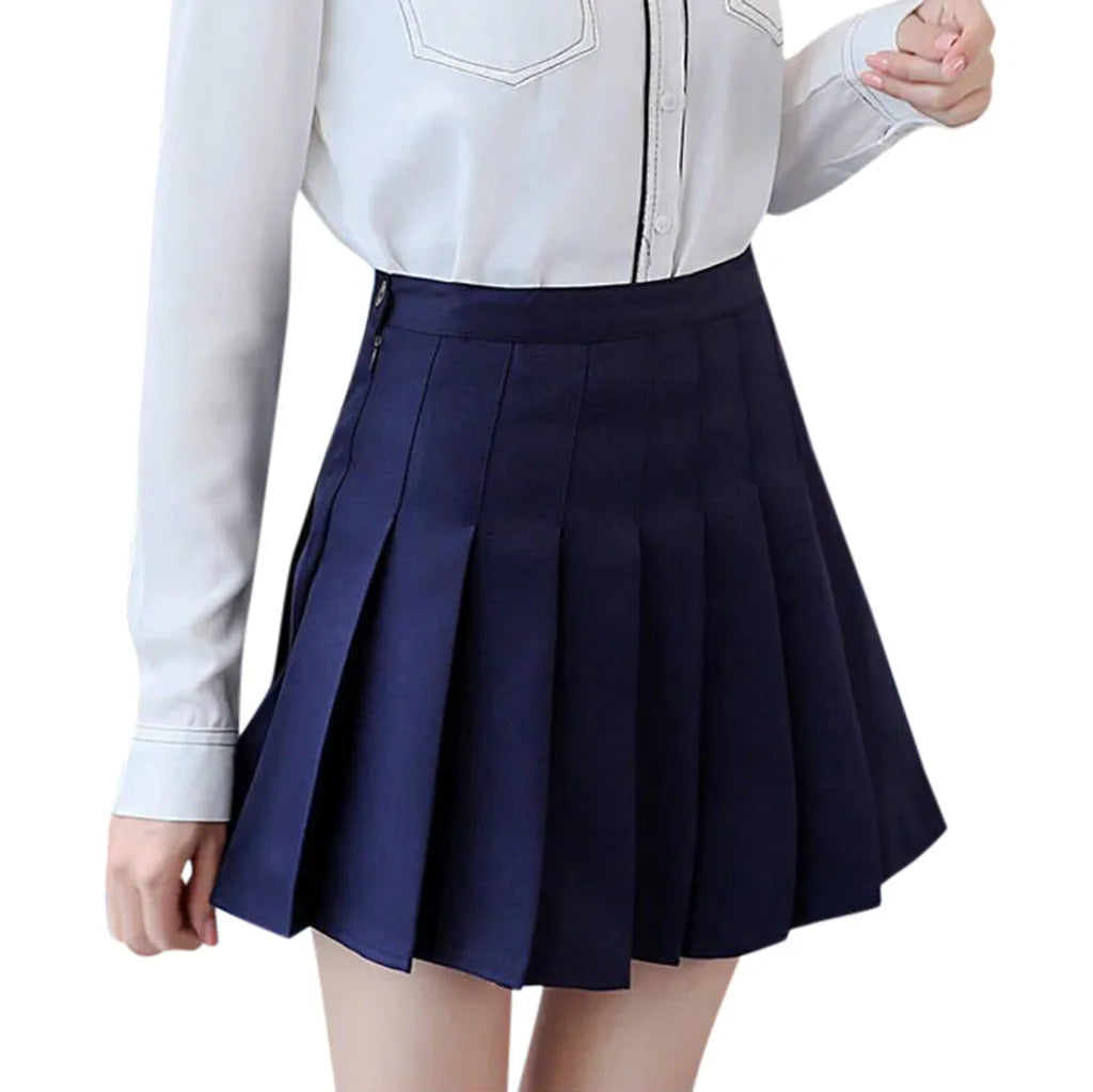 Women Summer High Waist Pleated Skirt y2k Casual Kawaii A-line Plaid black tennis Korean School Uniform Mini Skirts for Girls