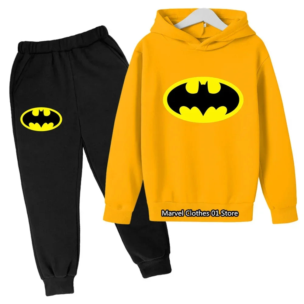 Batman- Hoodies Sets Kids Clothes Girls Clothing Tops Pants Suits 4-14 Years Old ports Suits Hoodies Sweater