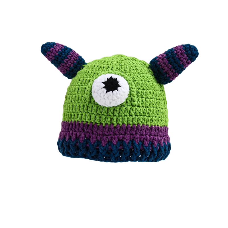 2022 New Balaclava Monster Wool Winter Knitted Devil Hats Halloween Christmas Gifts Winter Warm Green Party Funny Cap Shrek Hat